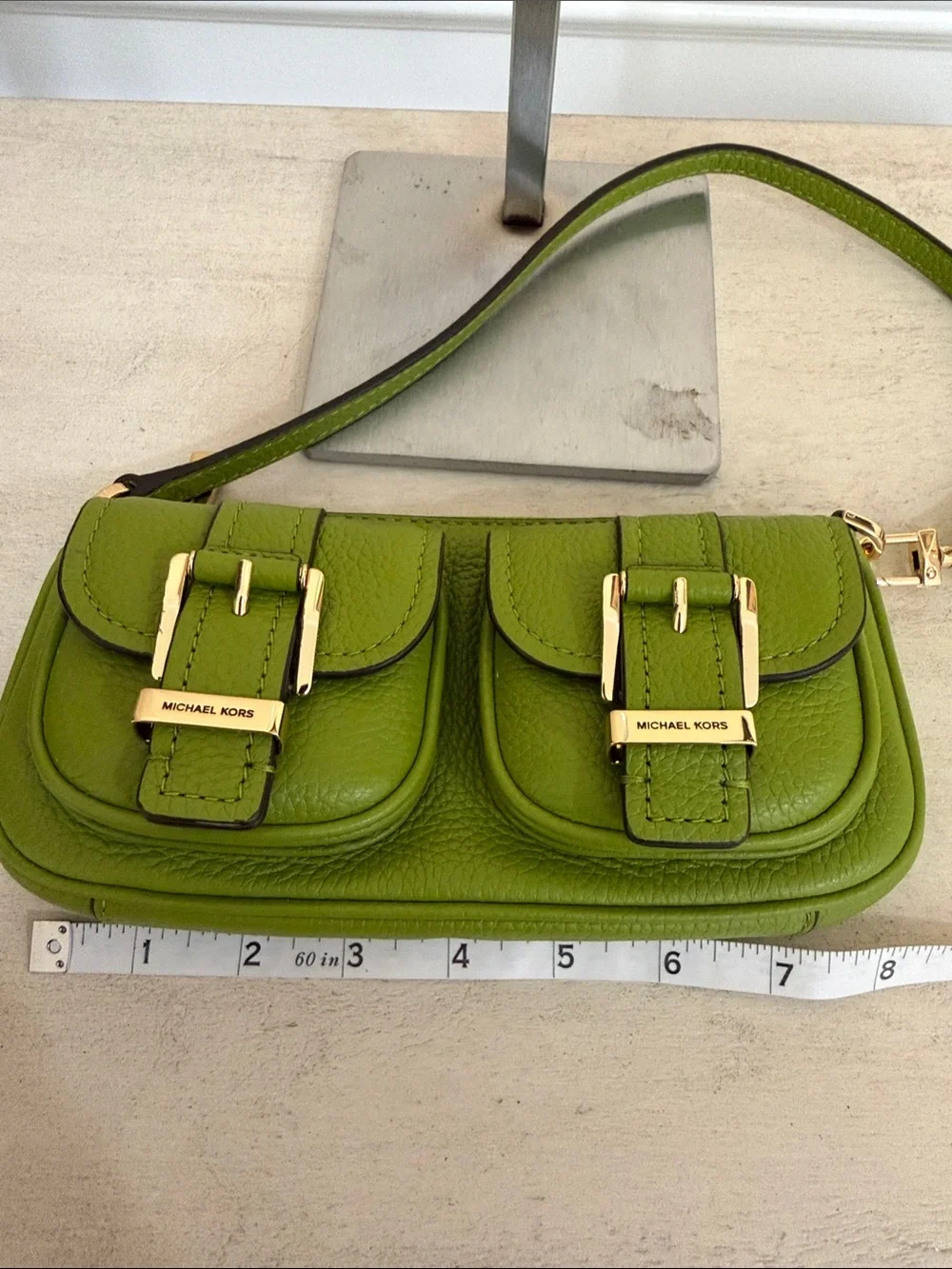 Michael Kors Green Leather Double Pocket Mini Shoulder Bag - Picture 4 of 5